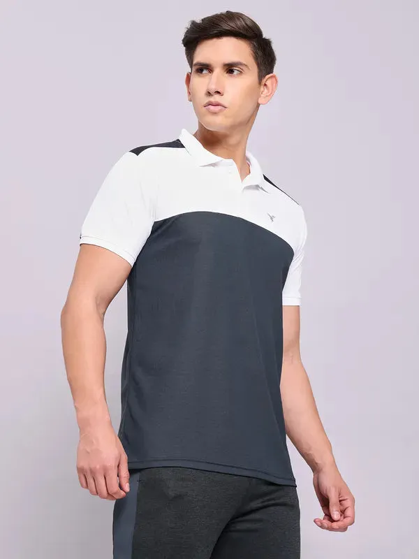 Men Colorblock Slim Fit Polo T-shirt with MATPIQ