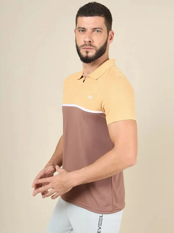 Men Colorblock Slim Fit Polo T-shirt with TECHNO COOL 