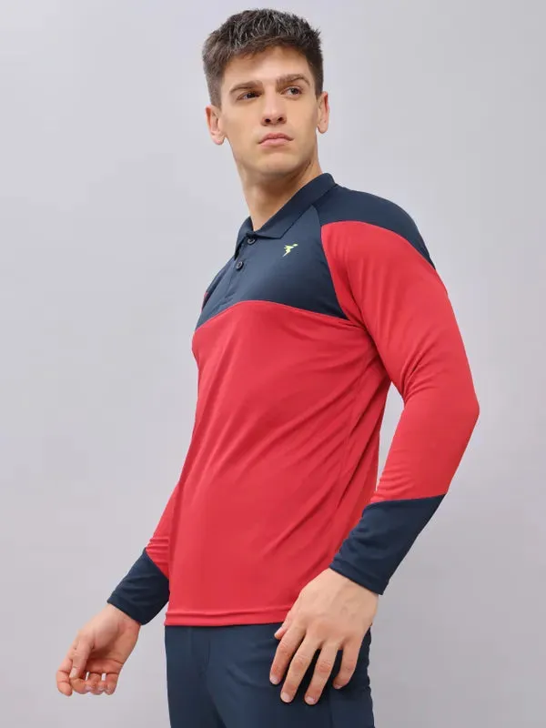 Men Colorblock Slim Fit Polo T-shirt with TECHNO COOL 