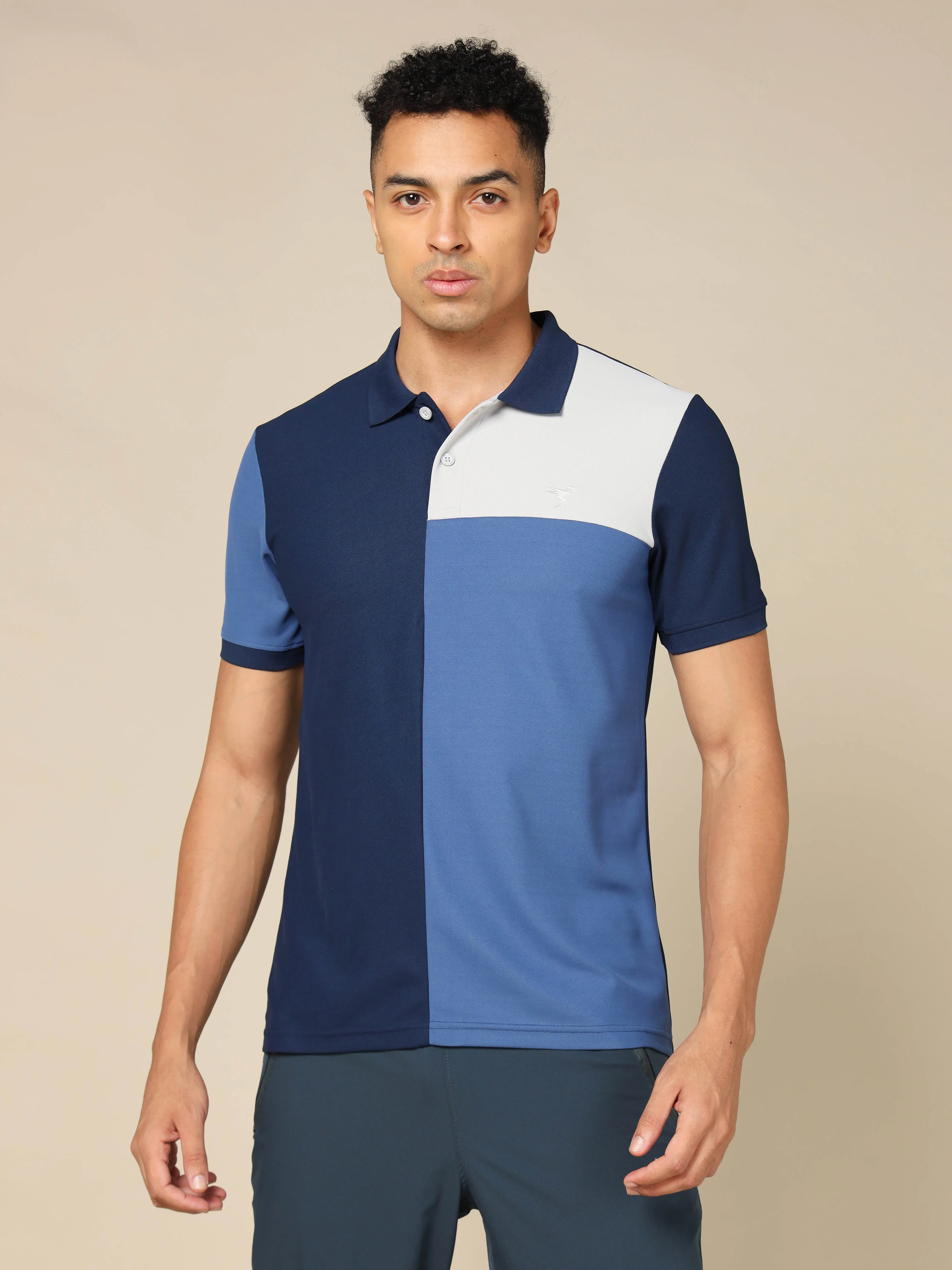 Men Colorblock Slim Fit Polo T-shirt with TECHNO COOL 