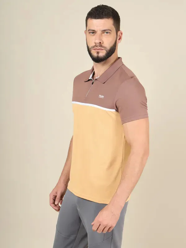 Men Colorblock Slim Fit Polo T-shirt with TECHNO COOL 