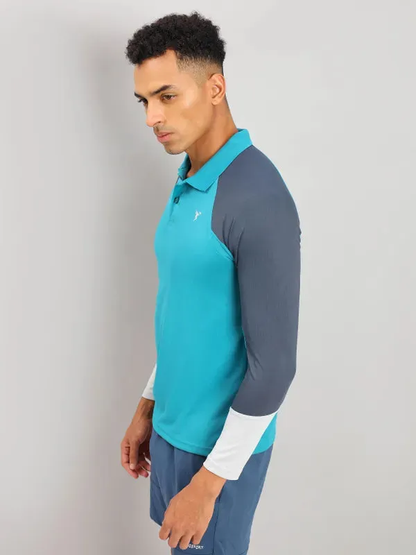 Men Colorblock Slim Fit Polo T-shirt with TECHNO COOL 