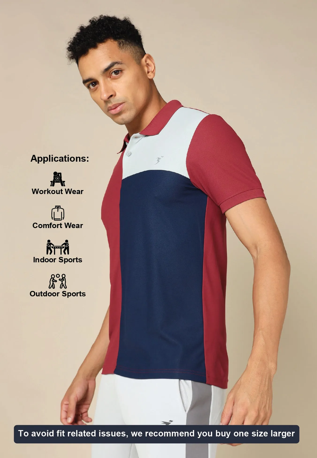 Men Colorblock Slim Fit Polo T-shirt with TECHNO COOL 