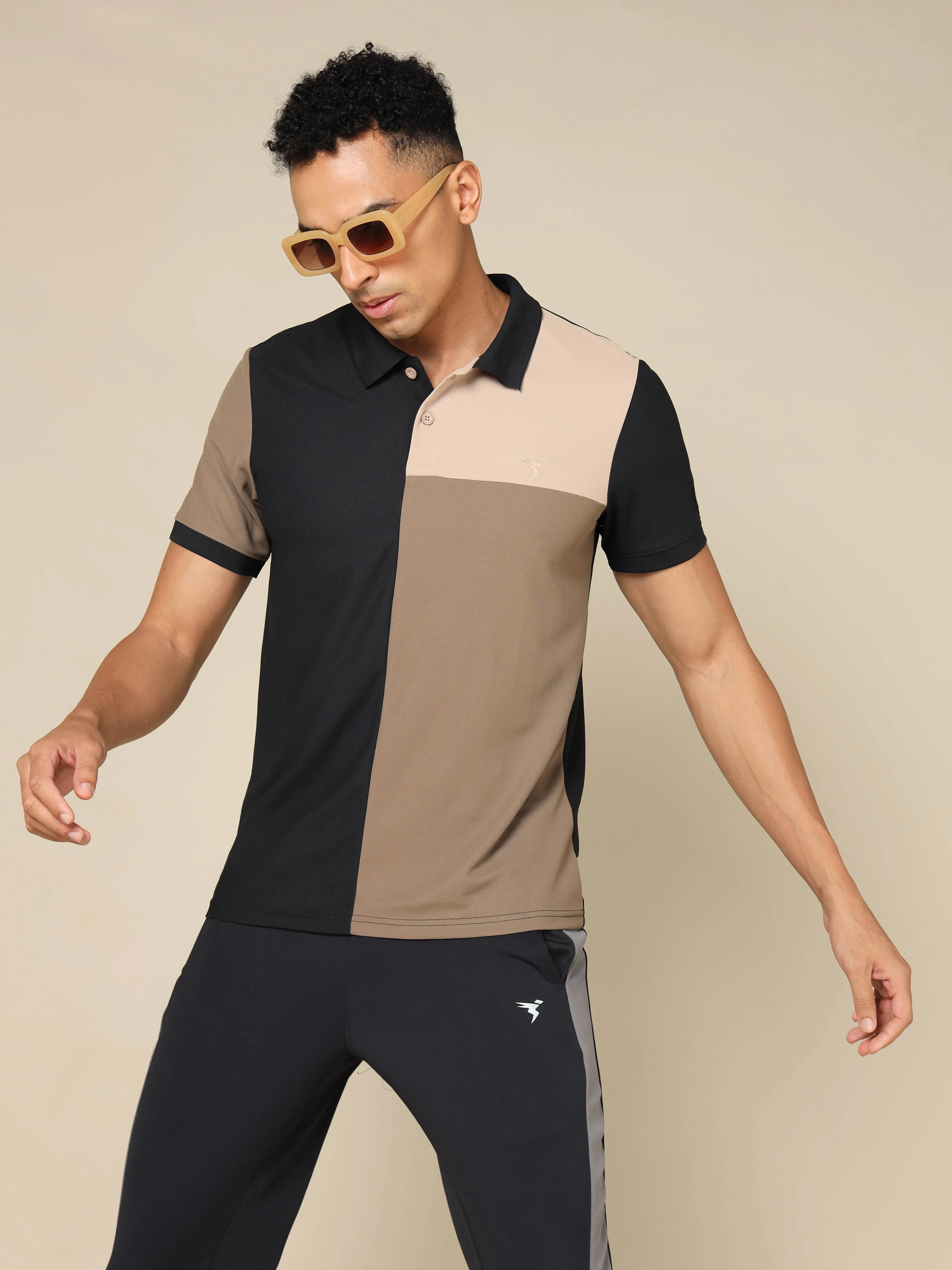 Men Colorblock Slim Fit Polo T-shirt with TECHNO COOL 