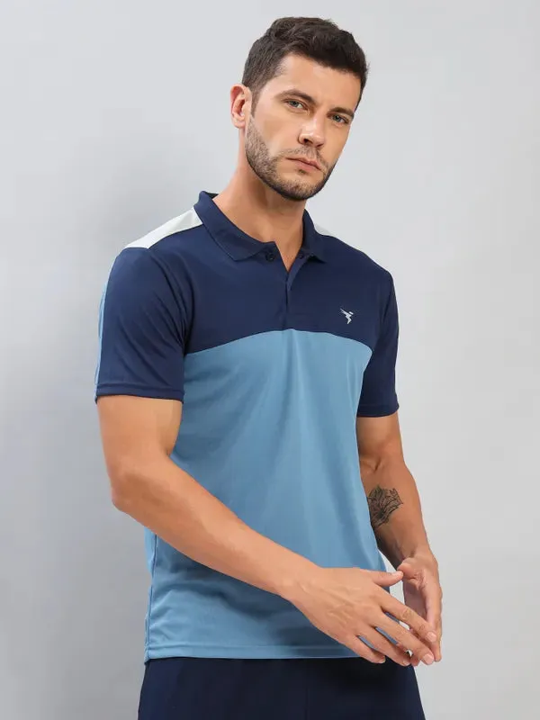 Men Colorblock Slim Fit Polo T-shirt with TECHNO COOL 