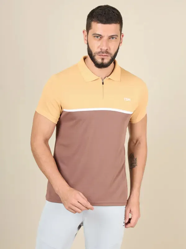 Men Colorblock Slim Fit Polo T-shirt with TECHNO COOL 