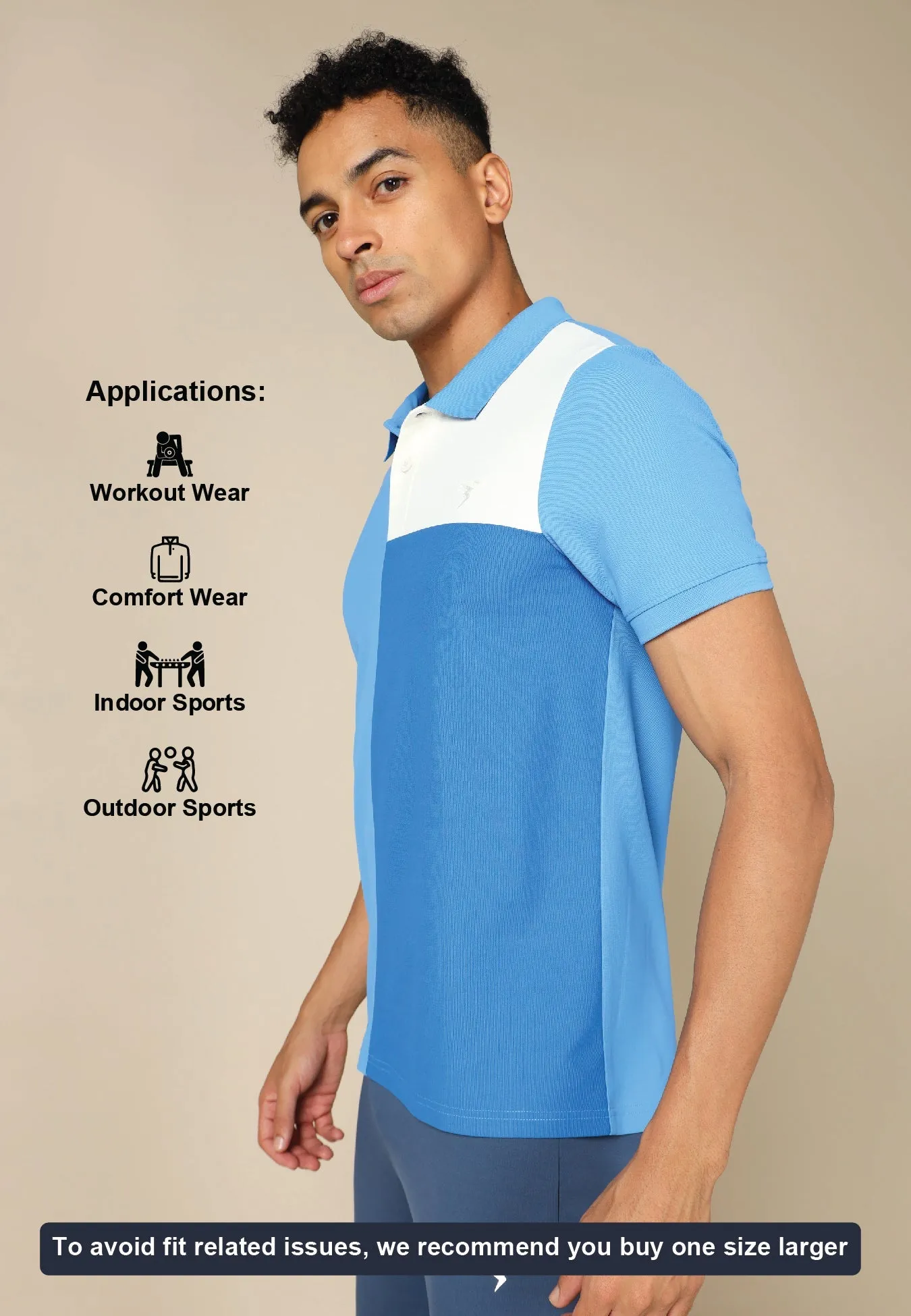 Men Colorblock Slim Fit Polo T-shirt with TECHNO COOL 