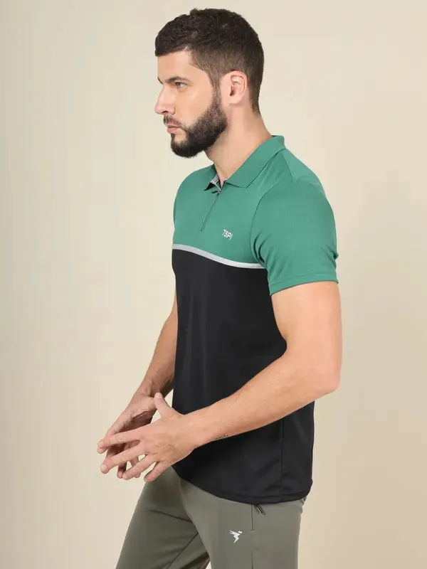 Men Colorblock Slim Fit Polo T-shirt with TECHNO COOL 