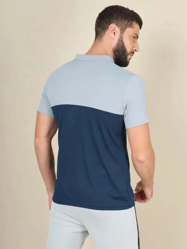 Men Colorblock Slim Fit Polo T-shirt with TECHNO COOL 