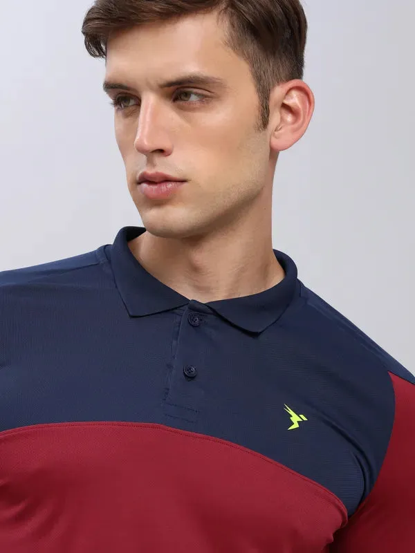 Men Colorblock Slim Fit Polo T-shirt with TECHNO COOL 