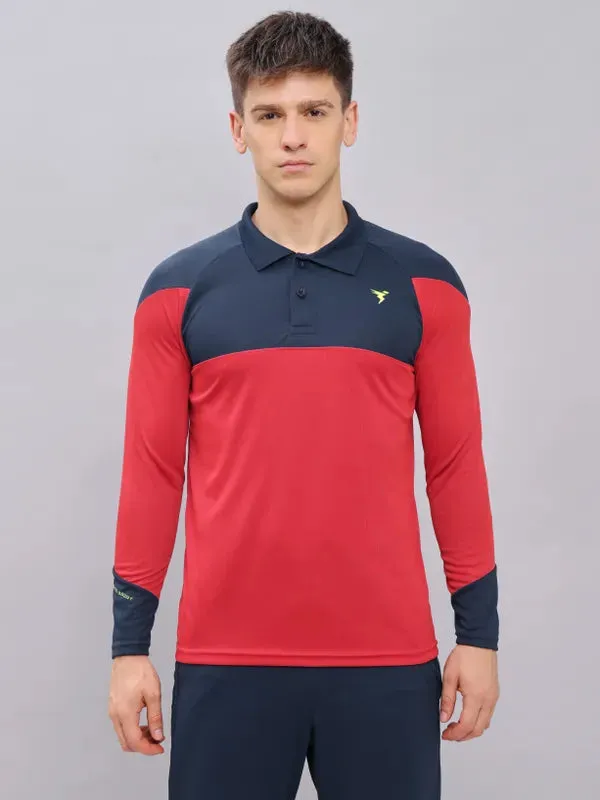 Men Colorblock Slim Fit Polo T-shirt with TECHNO COOL 