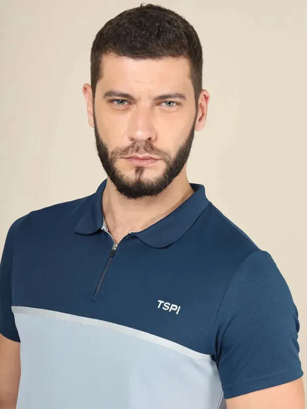 Men Colorblock Slim Fit Polo T-shirt with TECHNO COOL 