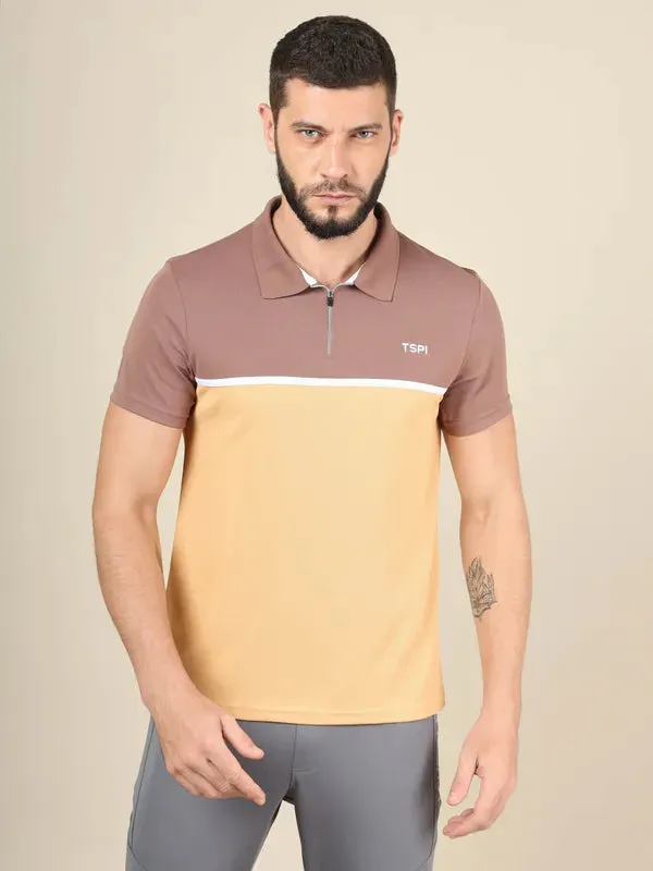 Men Colorblock Slim Fit Polo T-shirt with TECHNO COOL 