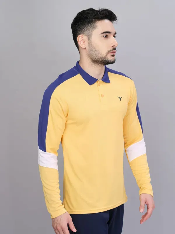 Men Colorblock Slim Fit Polo T-shirt with TECHNO COOL 