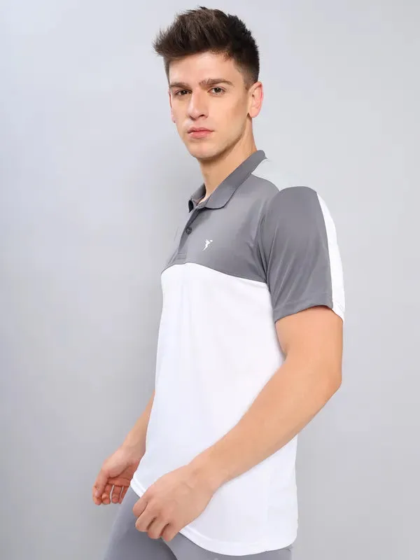 Men Colorblock Slim Fit Polo T-shirt with TECHNO COOL 