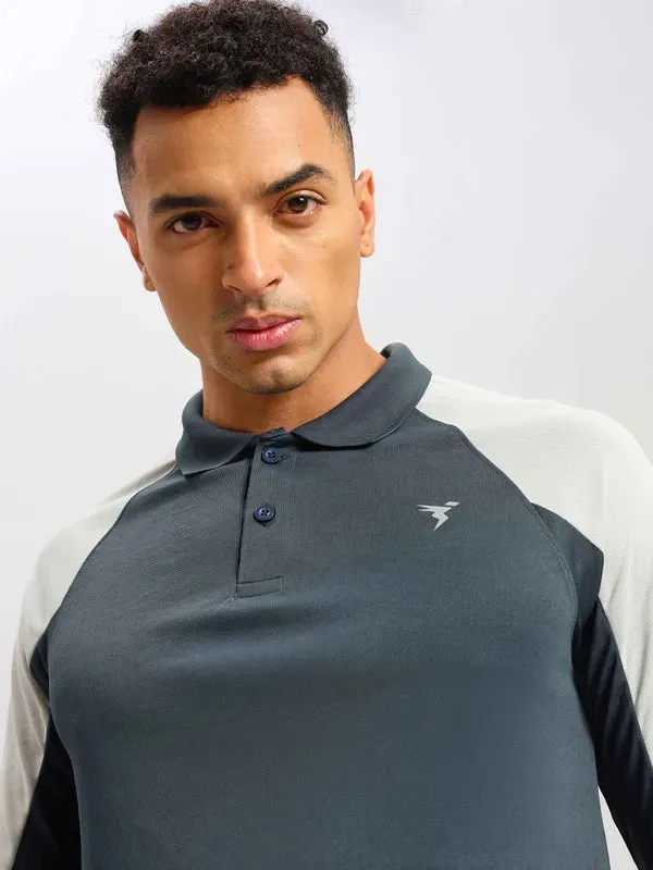 Men Colorblock Slim Fit Polo T-shirt with TECHNO COOL 