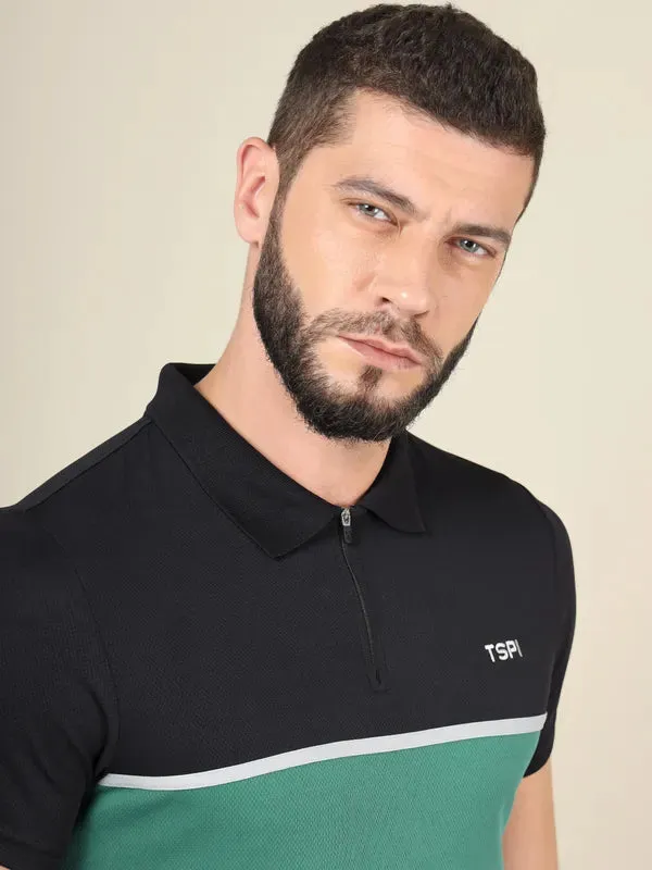 Men Colorblock Slim Fit Polo T-shirt with TECHNO COOL 