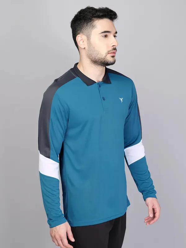 Men Colorblock Slim Fit Polo T-shirt with TECHNO COOL 