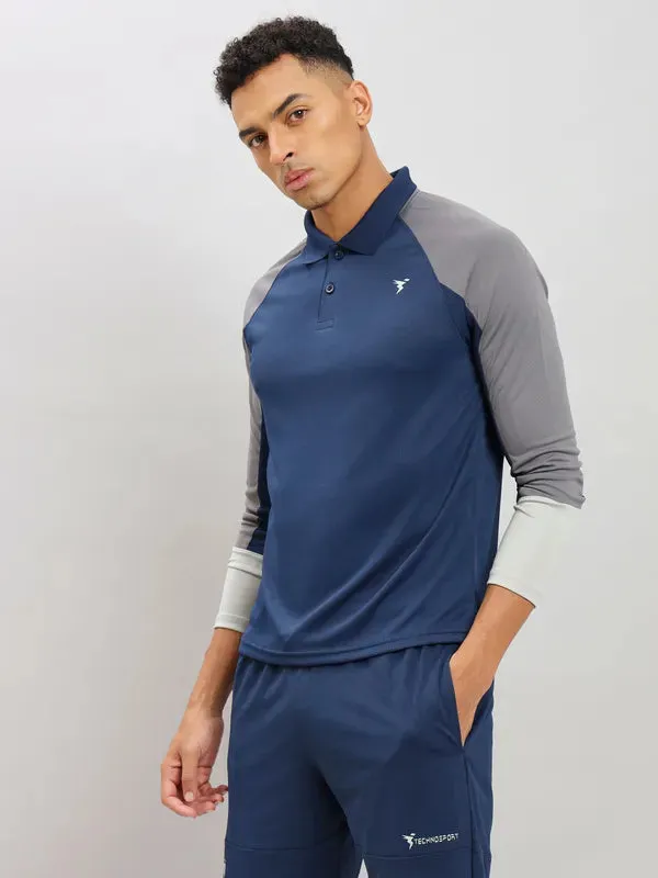 Men Colorblock Slim Fit Polo T-shirt with TECHNO COOL 