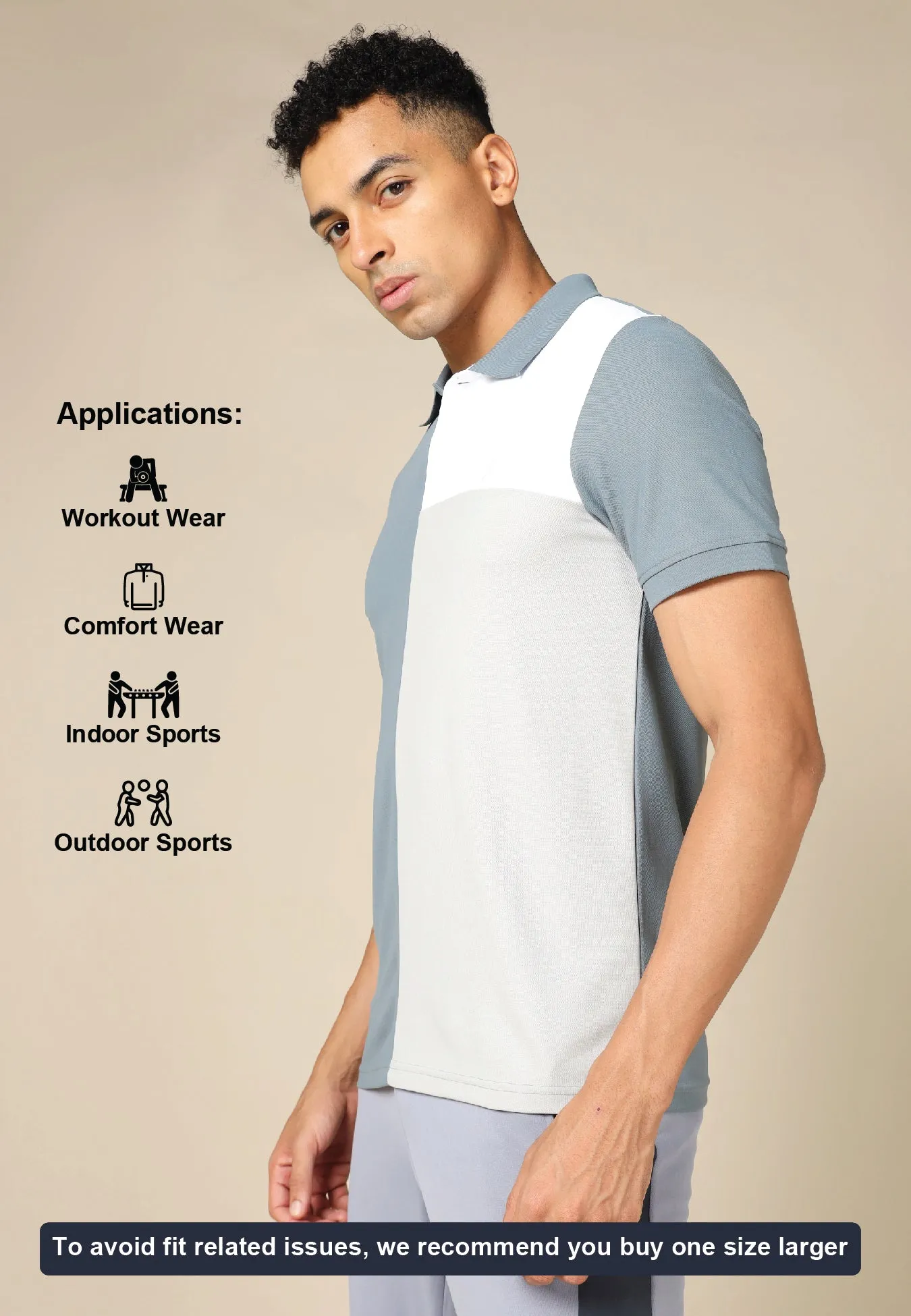 Men Colorblock Slim Fit Polo T-shirt with TECHNO COOL 