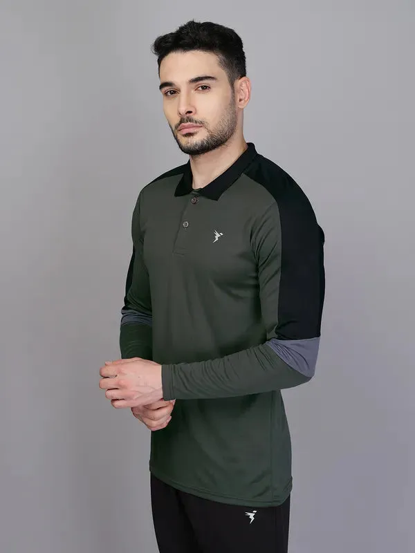 Men Colorblock Slim Fit Polo T-shirt with TECHNO COOL 