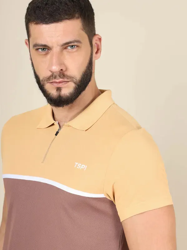 Men Colorblock Slim Fit Polo T-shirt with TECHNO COOL 