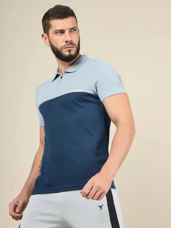 Men Colorblock Slim Fit Polo T-shirt with TECHNO COOL 