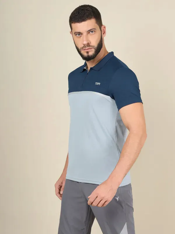 Men Colorblock Slim Fit Polo T-shirt with TECHNO COOL 