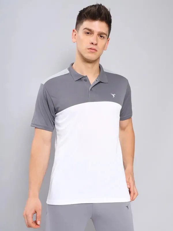 Men Colorblock Slim Fit Polo T-shirt with TECHNO COOL 