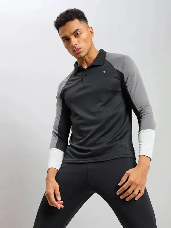 Men Colorblock Slim Fit Polo T-shirt with TECHNO COOL 