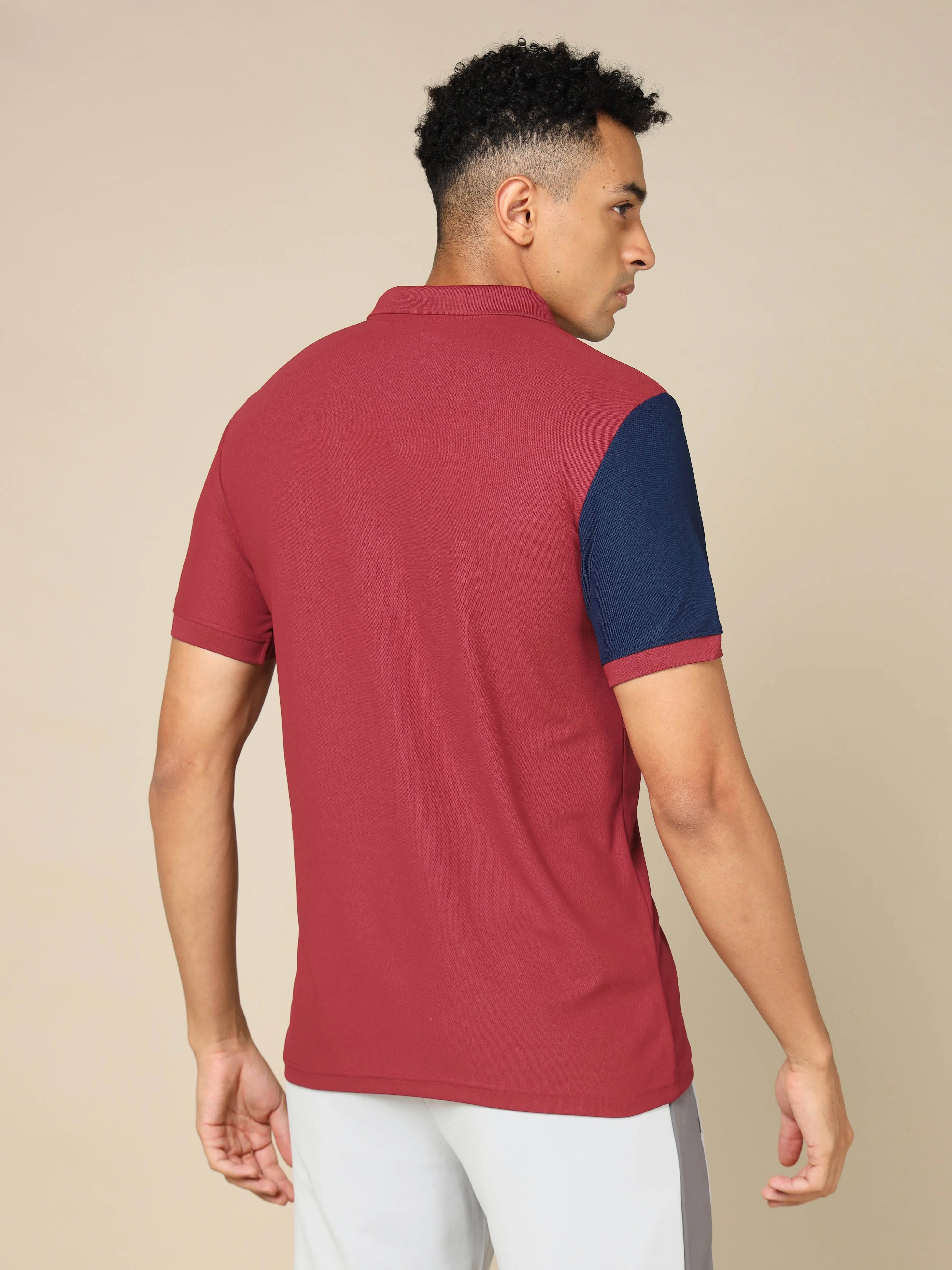 Men Colorblock Slim Fit Polo T-shirt with TECHNO COOL 