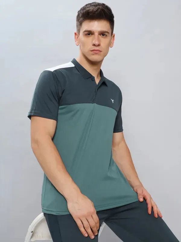 Men Colorblock Slim Fit Polo T-shirt with TECHNO COOL 