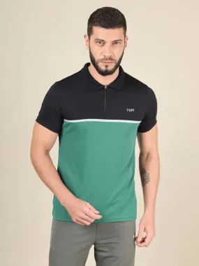 Men Colorblock Slim Fit Polo T-shirt with TECHNO COOL 