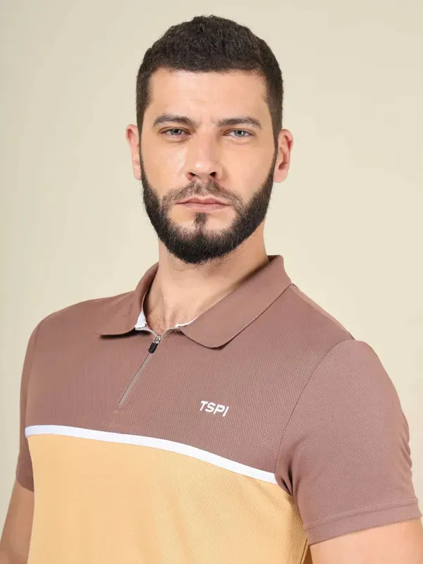 Men Colorblock Slim Fit Polo T-shirt with TECHNO COOL 