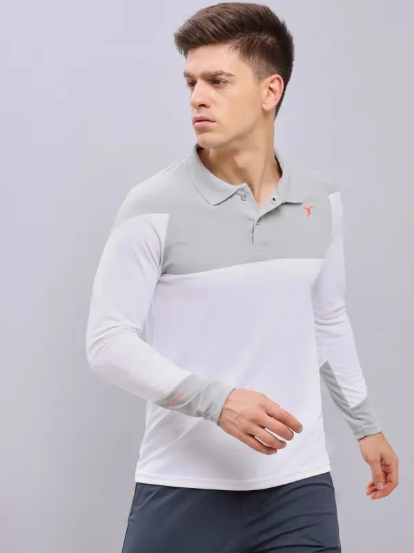 Men Colorblock Slim Fit Polo T-shirt with TECHNO COOL 