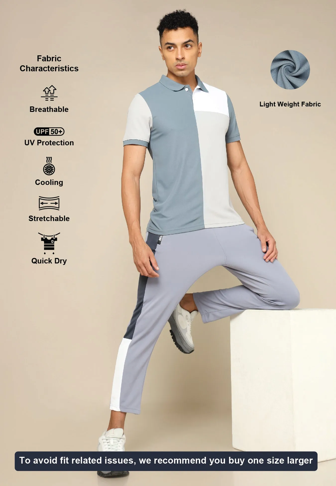 Men Colorblock Slim Fit Polo T-shirt with TECHNO COOL 