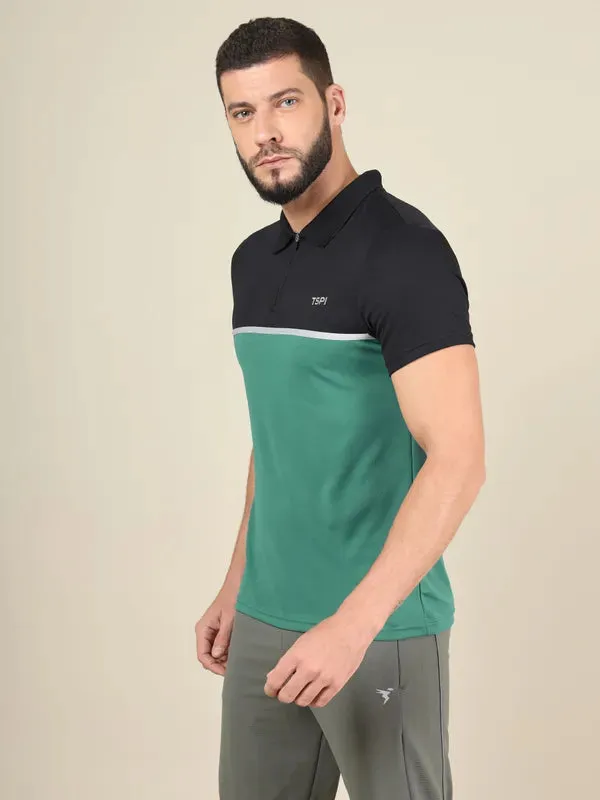 Men Colorblock Slim Fit Polo T-shirt with TECHNO COOL 