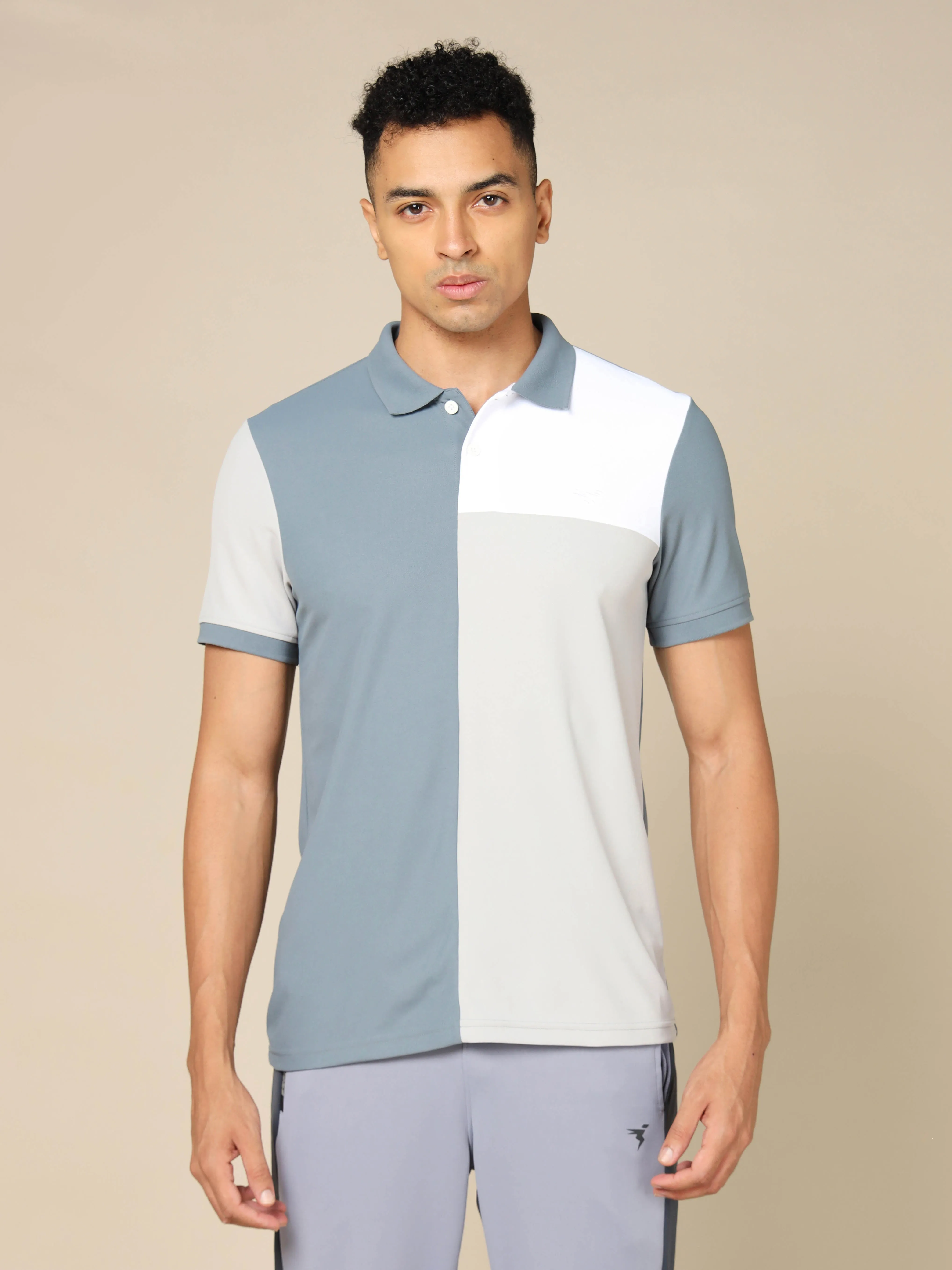 Men Colorblock Slim Fit Polo T-shirt with TECHNO COOL 