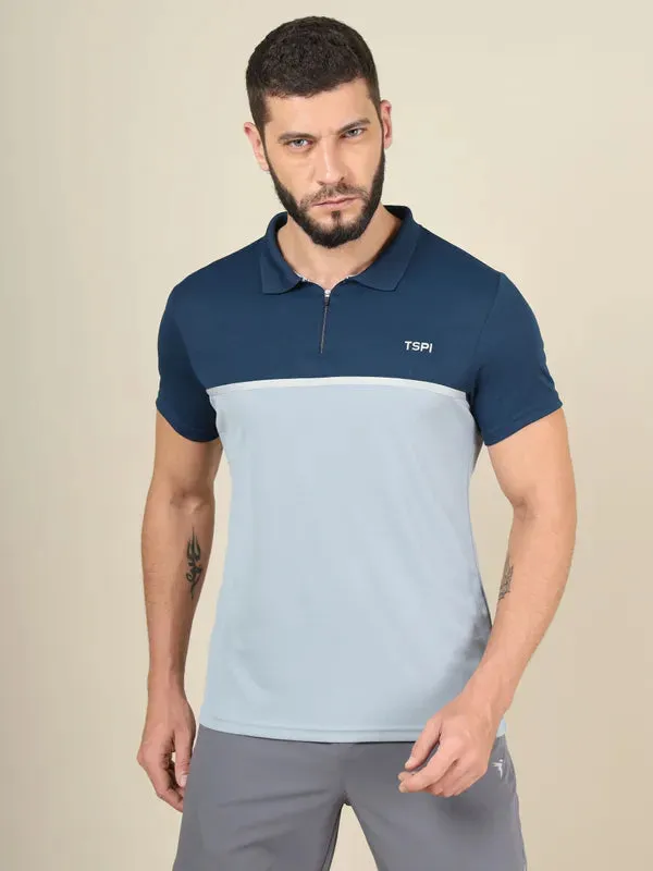 Men Colorblock Slim Fit Polo T-shirt with TECHNO COOL 