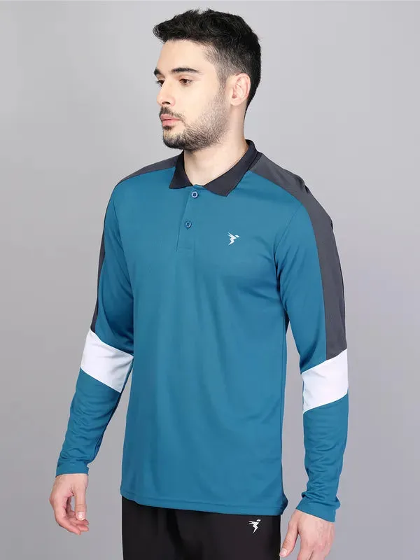 Men Colorblock Slim Fit Polo T-shirt with TECHNO COOL 