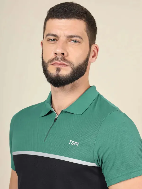 Men Colorblock Slim Fit Polo T-shirt with TECHNO COOL 