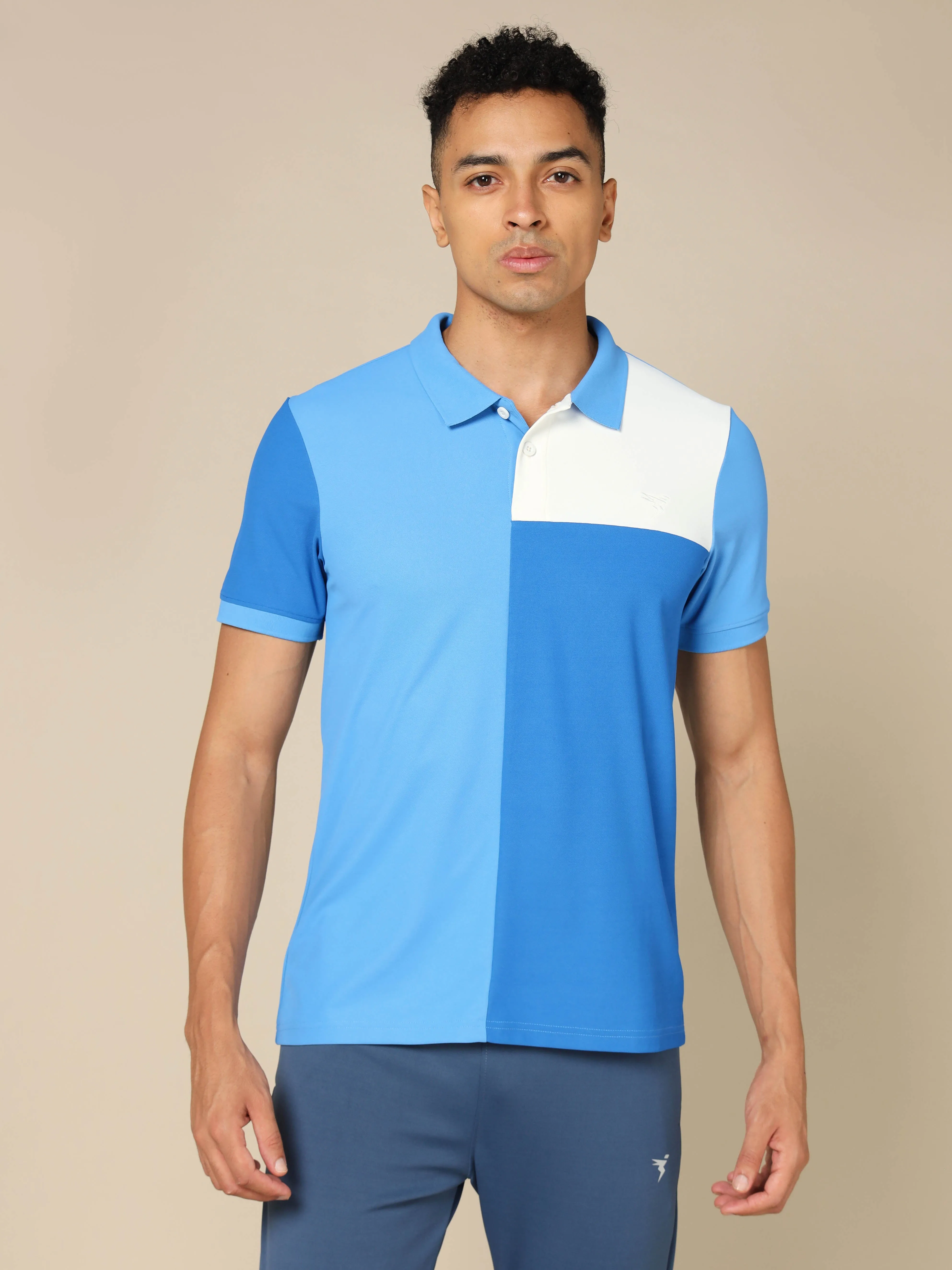 Men Colorblock Slim Fit Polo T-shirt with TECHNO COOL 