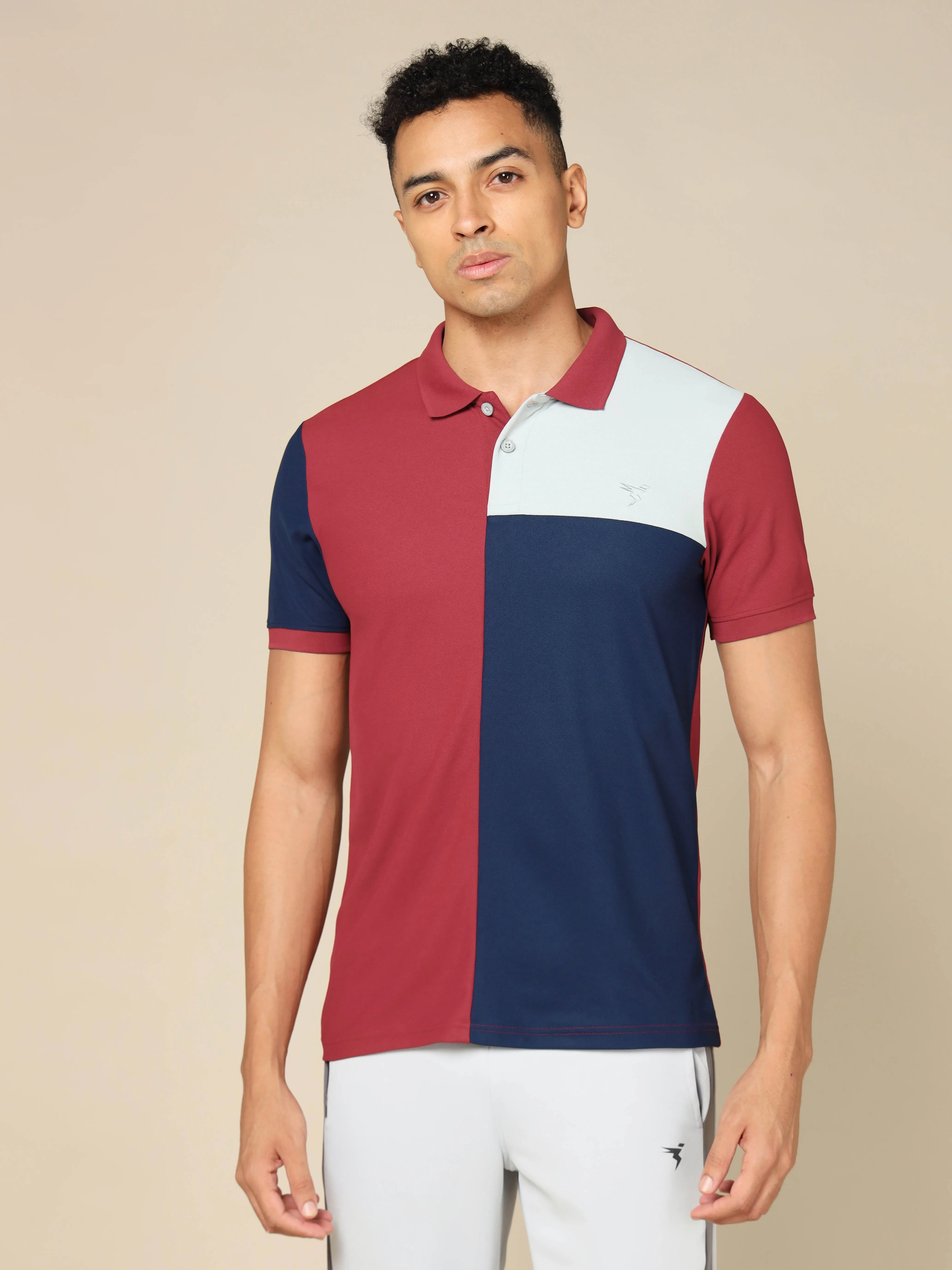 Men Colorblock Slim Fit Polo T-shirt with TECHNO COOL 