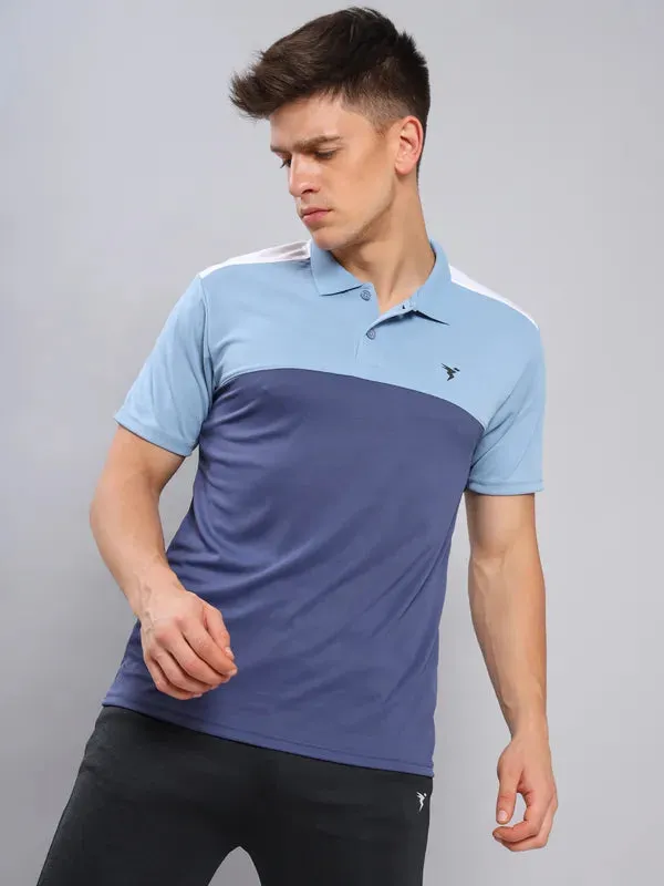 Men Colorblock Slim Fit Polo T-shirt with TECHNO COOL 