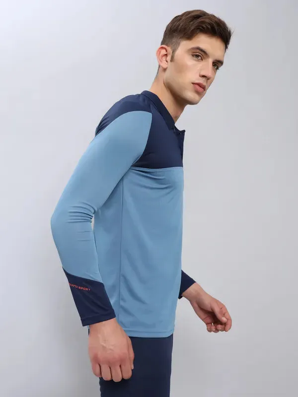 Men Colorblock Slim Fit Polo T-shirt with TECHNO COOL 