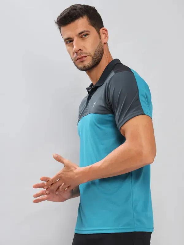 Men Colorblock Slim Fit Polo T-shirt with TECHNO COOL 