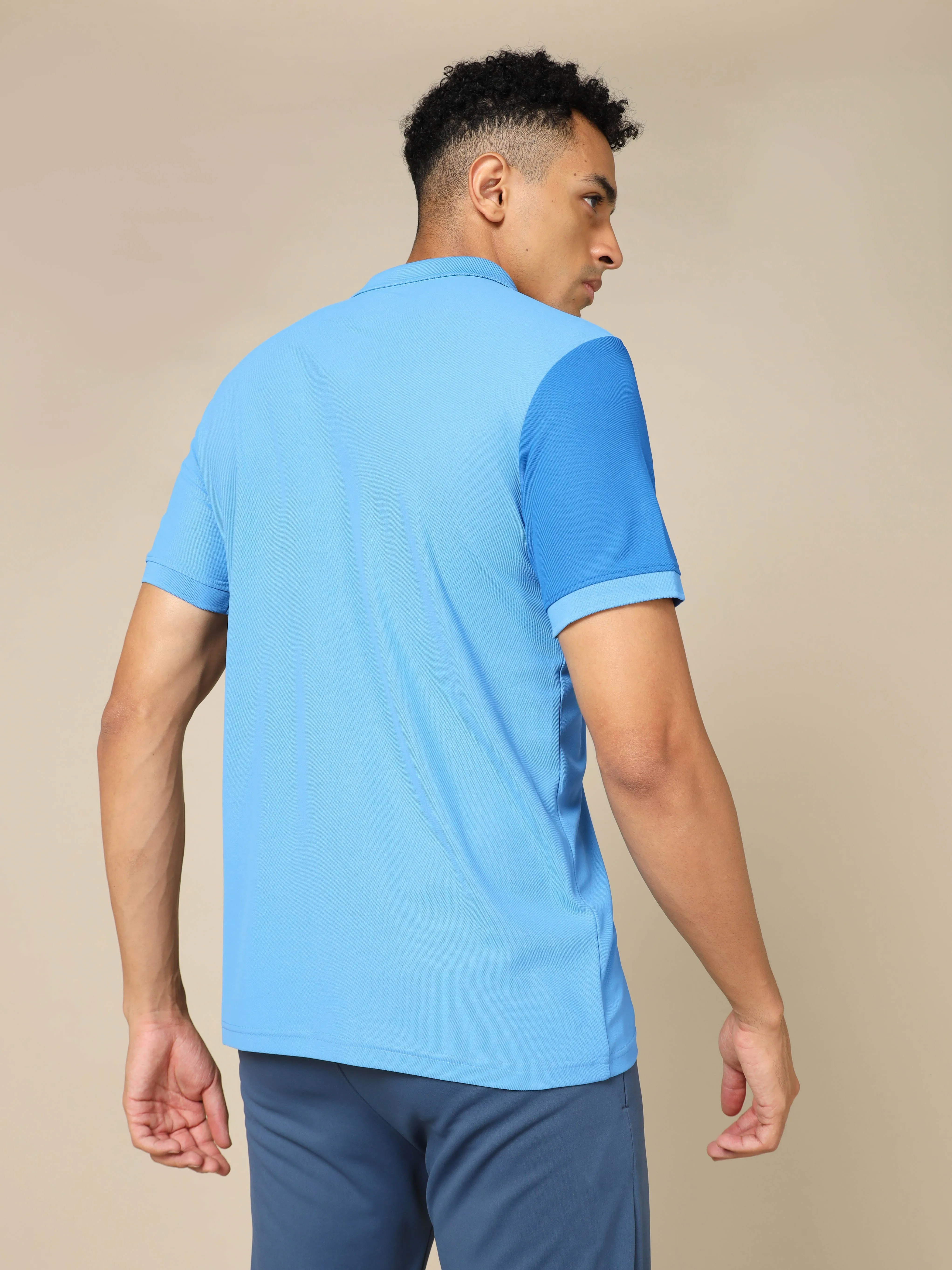 Men Colorblock Slim Fit Polo T-shirt with TECHNO COOL 