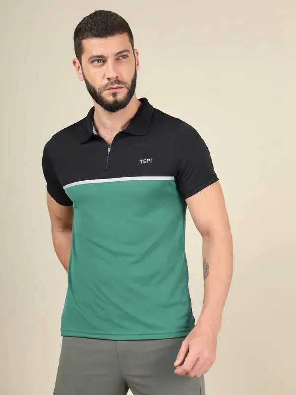 Men Colorblock Slim Fit Polo T-shirt with TECHNO COOL 