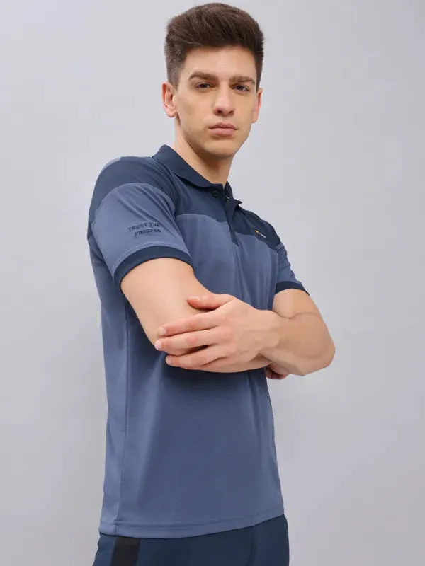 Men Colorblock Slim Fit Polo T-shirt with TECHNO DRY