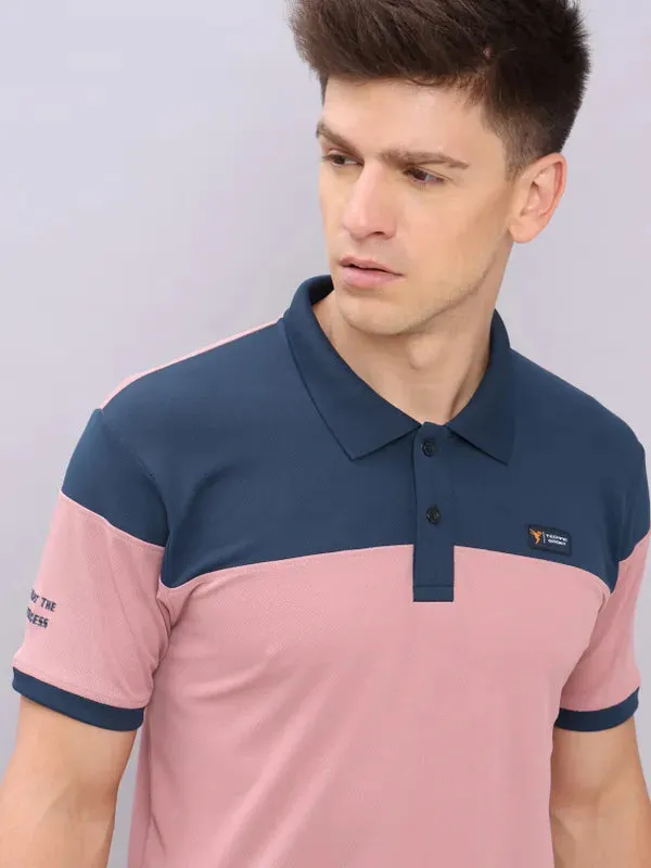 Men Colorblock Slim Fit Polo T-shirt with TECHNO DRY